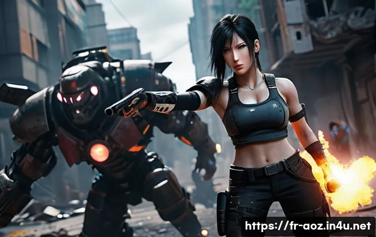 에이지오브제트 영웅 경험치 획득법 - **Prompt:** "An action-packed, wide-angle shot of the hero Tifa, wearing rugged, futuristic combat a...