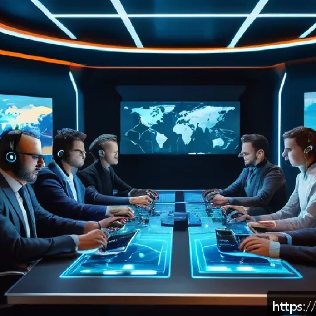에이지오브제트 글로벌 연맹 활동 - A vibrant and dynamic gaming alliance war room scene, featuring a diverse group of strategic players...